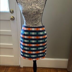 Kate Spade Saturday Multicolor Plaid Pencil Skirt Sz 2